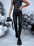 Black, matte faux leather pants "Diva" Z21-1